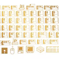 Golden Keyboard Themed Wall Decor With Letters Numbers Function Keys And Computer Icons