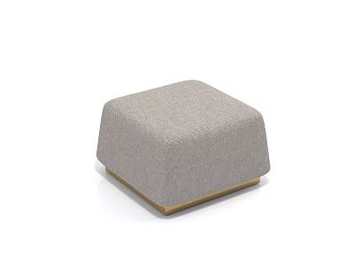 Light Gray Fabric Stool With Wooden Base Modern Design For Home Living Room 3d model