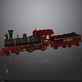 Vintage Red And Black Train Model With Steam Locomotive Coal Car And Chimney
