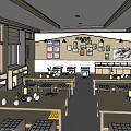 Spacious School Classroom with Desks Chairs and Large Interactive Screen for Effective Learning