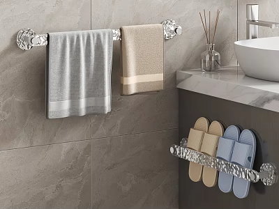Bathroom Cabinet Rack with Towel Slipper Storage Modern Wall Mounted Design 3d model