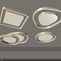 Modern Sleek Ceiling Lights Featuring Various Shapes Illuminated Frames And White Panels