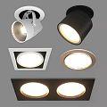 Various Styles of Downlights and Spotlights with Round Square Shapes for Indoor Ceiling Lighting Decoration