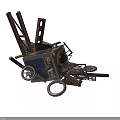 Vintage Industrial Mechanical Equipment With Metal Frame Wheels Gears And Brackets