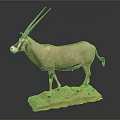 Light Brown Oryx Taxidermy Mount With Long Horns Rock Base