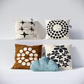 Throw Pillows With Star Polka Dots Floral Patterns And Blue Cloud Shape Design