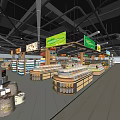 Supermarket Department Store Interior Featuring Organized Shelves And Varied Product Displays