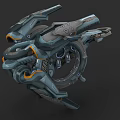 Futuristic Fighter Jet Featuring Advanced Mechanical Structure Metallic Accents And Circular Components 3d model