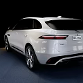 White Jaguar SUV With Modern Design Sleek Exterior On Circular Display Platform