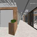 Modern Public Office Space With Open Layout Workstations Wooden Elements And Office Chairs 3d model