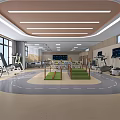 Hospital Outpatient Rehabilitation Training Area with Fitness Equipment Green Steps and Circular Track