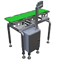 Industrial Conveyor System With Green Belt Metal Frame And Overhead Monitoring Unit