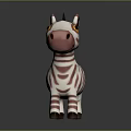 Pink Striped Plush Zebra Toy Character With Yellow Eyes And Standing Posture