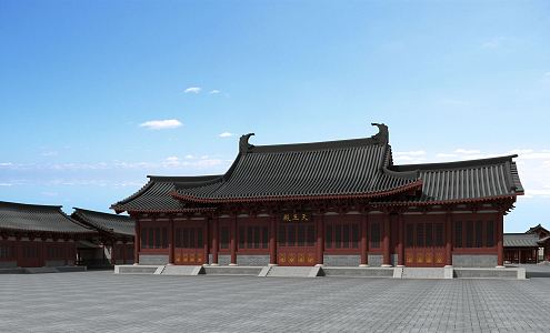 Chinese-style ancient building Tianwang Hall 3d model