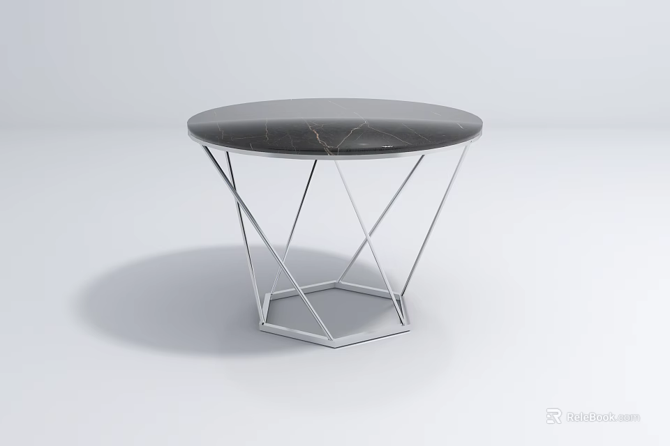 Modern Coffee Table With Marble Top And Geometric Metal Frame Design 3d model 