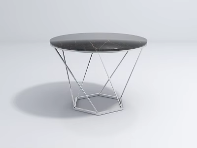 Modern Coffee Table With Marble Top And Geometric Metal Frame Design 3d model