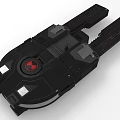 Detailed Futuristic Black Mechanical Device With Red Accents And Circular Emblem
