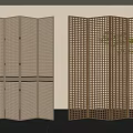 Quiet ancient wood grille partition rattan partition 3d model