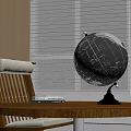 Vintage Globe On Wooden Table With Book Chair And Window Background