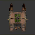 Ancient Wooden Ship Model With Decorative Carvings Detailed Hull Canvas Sail And Ropes