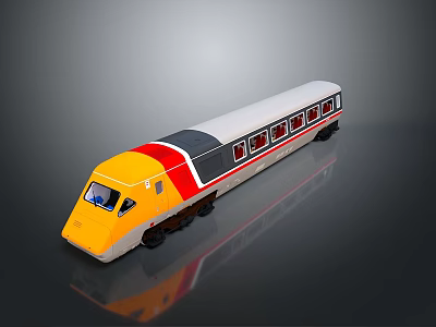 Modern Train With Sleek Yellow Red Gray Exterior Design And Side Windows 3d model
