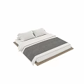 Modern Double Bed With Wooden Frame White Sheets And Gray Blanket Design 3d model