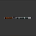 Vintage Mechanical Weapon With Wooden Stock Spiral Metal Parts And Yellow Accent