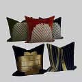 Modern Decorative Throw Pillows With Leaf Patterns And Gold Accents In Green Orange Navy