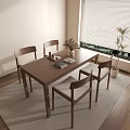 Modern Dining Table Middle Ancient Dining Table Dining Table Table Combination Chair 3d model