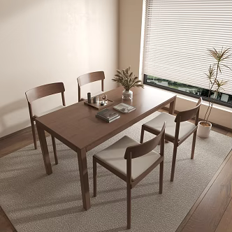 Modern Dining Table Middle Ancient Dining Table Dining Table Combination Chair 3d model