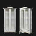 Elegant White Wine Cabinet Featuring Glass Doors Ornate Top And Bottom Drawers