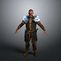 Viking Warrior 3D Character Model With Fur Trimmed Armor Leather Belt And Sword