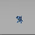 Cartoon Blue Lizard Character 3D Model With Big Eyes And Reflective Background 3d model