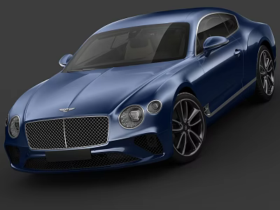 Blue Bentley Luxury Coupe with Chrome Grille LED Headlights and Alloy Wheels 3d model