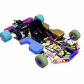 Electric Toy Go Kart With Colorful Wheels Frame Seat And Steering Wheel