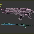Futuristic Sci Fi Weapon Set Featuring Advanced Gun And Blue Glowing Blade 3d model