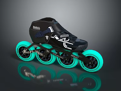 Black Inline Skates With Green Wheels Modern Design For Casual Sports Activities 3d model