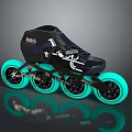 Black Inline Skates With Green Wheels Modern Design For Casual Sports Activities