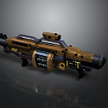 Futuristic Sci Fi Weapon With Mechanical Structure Metallic Components And Tactical Features