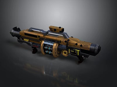 Futuristic Sci Fi Weapon With Mechanical Structure Metallic Components And Tactical Features 3d model