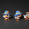 Cute Cartoon Duck Figurines With Different Hats Bow Ties And Colorful Details