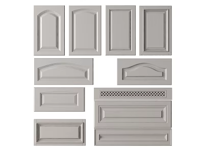 Various Design Cabinet Doors With Arched Flat And Grid Pattern Panels 3d model