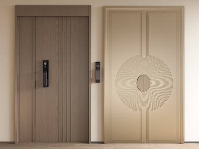 Modern double door sub-parent door single door copper door password lock entry door 3d model