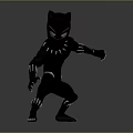 Game Movie Character Black Panther Muscular Black Suit With Claws In Combat Stance