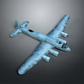 Detailed Light Blue Airplane With Four Engines Long Wings And Streamlined Fuselage