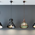 Industrial Multiple Pendant Lights With Copper Black Metal And Glass Shades In Interior Design