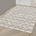 Soft Plush Square Rug With Textured Circular Patterns On Light Wooden Floor 3d model
