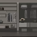 Modern Wardrobe Interior Design With Hanging Clothes Shelves Drawers Handbags And Hats
