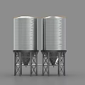 Industrial Equipment Large Silver Metal Storage Tanks with Steel Support Structures