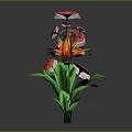 Colorful Cartoon Flowers with Green Leaves and Various Shapes Arranged in a Row